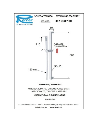 Душевой гарнитур Remer 317Q317RR