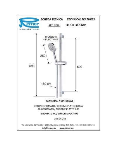 Душевой гарнитур Remer 315R318MP