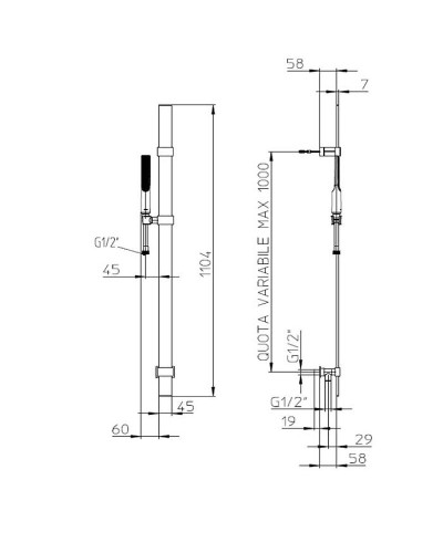 Душевой гарнитур Bossini Apice D48088.073 Черный матовый