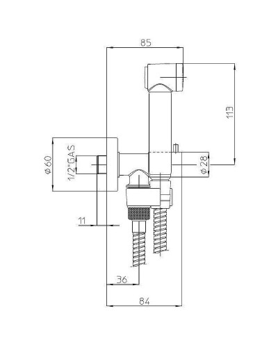 Гигиенический душ с запорным вентилем Bossini Alexa Brass E57001B.030 Хром