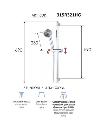 Душевой гарнитур Remer 315R321HG Хром