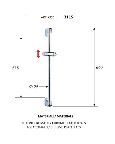 Душевая штанга Remer 311S Хром