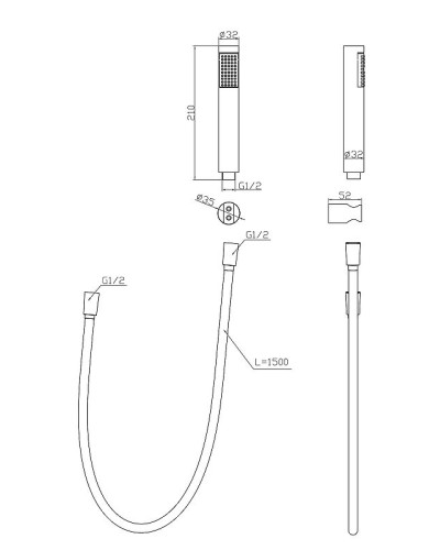 Душевой гарнитур BelBagno Uno UNO-DFS-ORO Золото