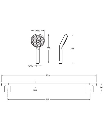 Душевой гарнитур Jacob Delafon Awaken E99898RU-CP Хром