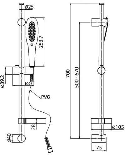 Душевой гарнитур Paini Parma 50CR124/P16 Хром