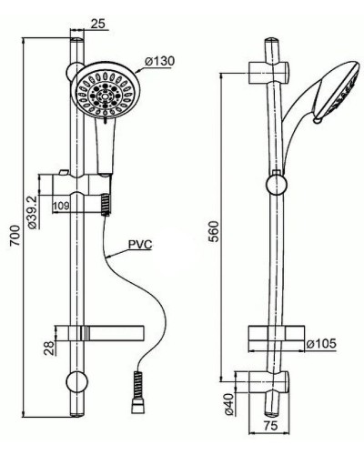 Душевой гарнитур Paini Pavia 50CR124/P17 Хром