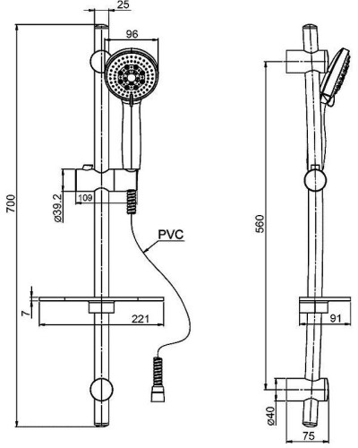 Душевой гарнитур Paini Monza 50CR124/P20 Хром
