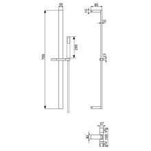 Душевая штанга квадратное сечение CEZARES CZR-B-SDQ-NOP черный матовый