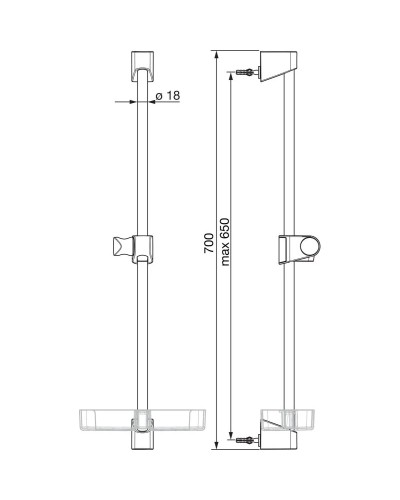 Душевая штанга 700 мм Oras Apollo 253150