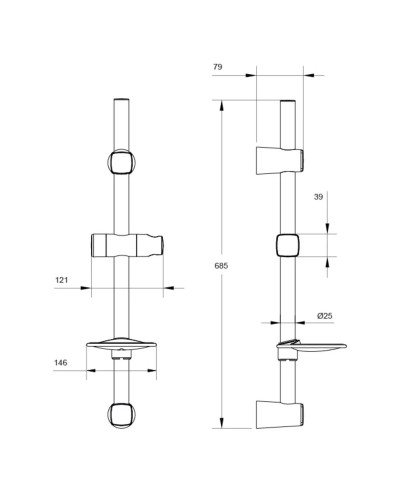 Душевая штанга 68,5 см IDDIS Pond PON6800i17
