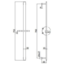 Душевая штанга 75,5 см Paffoni City ZSAL117CR