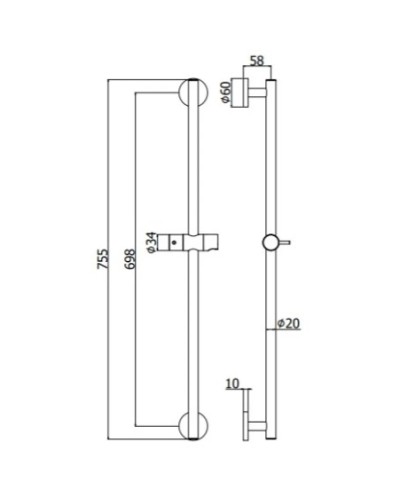 Душевая штанга 75,5 см Paffoni Life ZSAL116CR