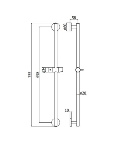 Душевая штанга 75,5 см Paffoni Life ZSAL116HG