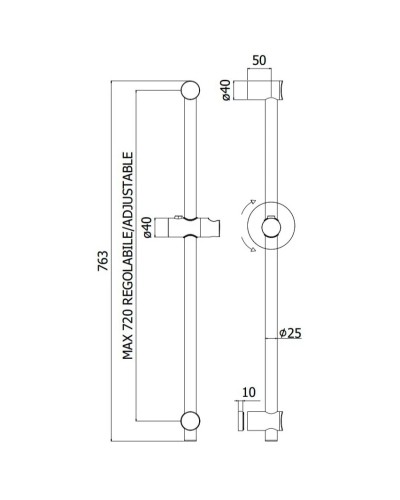 Душевая штанга 76,3 см Paffoni Panama ZSAL131CR
