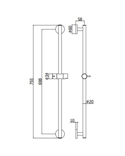 Душевая штанга 75,5 см Paffoni Life ZSAL116BO
