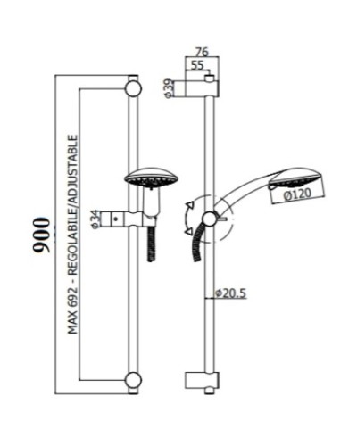 Душевой гарнитур Paffoni Prestige ZSAL118CRAG90