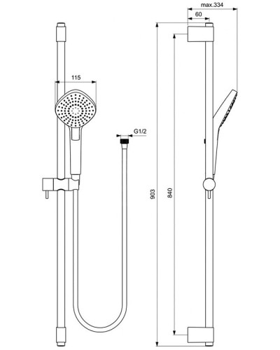 Душевой гарнитур Ideal Standard Ideal Rain Evo Diamond L3 B2238AA Хром