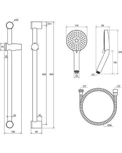 Душевой гарнитур Ravak 922.00 X07S003 Хром