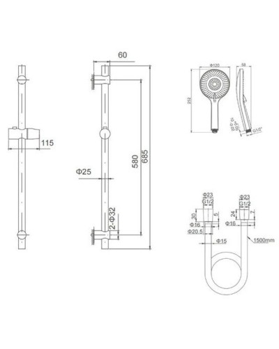Душевой гарнитур Caprigo Don 98-570-NER