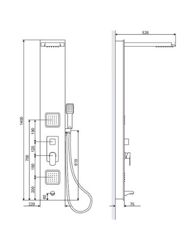 Душевая панель Excellent Glas ARAC.GR8401 Хром