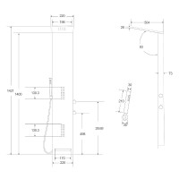 Душевая панель Cerutti SPA Korra B CT9258 с гидромассажем Черная матовая