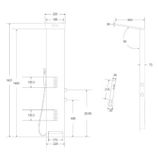 Душевая панель Cerutti SPA Korra B CT9258 с гидромассажем Черная матовая