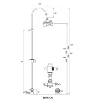 Душевая стойка с ручным и верхним душем с подводом воды из стены CEZARES ELITE-CAI-02-Bi