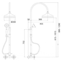 Душевая стойка со смесителем для верхнего и ручного душа CEZARES ATLANTIS-NOSTALGIA-CD-01