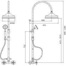 Душевая стойка со смесителем, верхним и ручным душем CEZARES LORD-CD-02-M