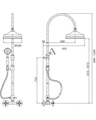 Душевая стойка со смесителем, верхним и ручным душем CEZARES LORD-CD-02-M