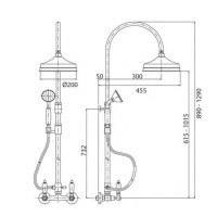 Душевая колонная со смесителем, верхним и ручным душем бронза, ручки Swarovski Cezares Diamond DIAMOND-CD-02-Sw