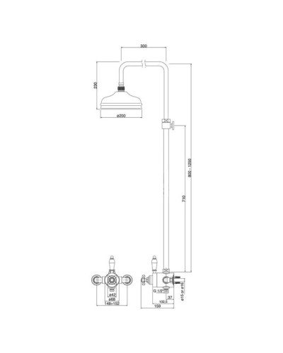 Душевая колонна с термостатическим смесителем хром, ручка Swarovski Cezares Vintage VINTAGE-CD-T-01-Sw