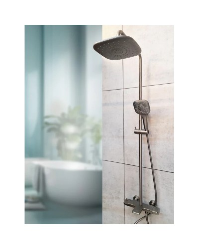 Душевая система AltroBagno Lamberto AltroBagnoLamberto030426GrMt 290x190 мм, с термостатом, оружейная сталь