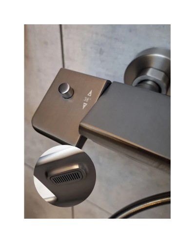 Душевая система AltroBagno Lamberto AltroBagnoLamberto030426GrMt 290x190 мм, с термостатом, оружейная сталь