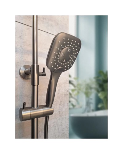 Душевая система AltroBagno Lamberto AltroBagnoLamberto030426GrMt 290x190 мм, с термостатом, оружейная сталь