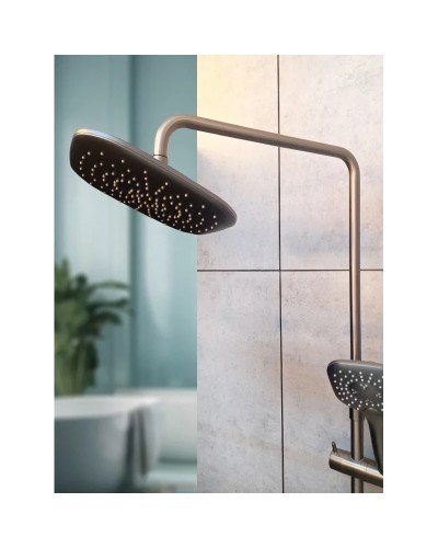 Душевая система AltroBagno Lamberto AltroBagnoLamberto030426GrMt 290x190 мм, с термостатом, оружейная сталь