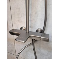 Душевая система AltroBagno Lamberto AltroBagnoLamberto030426GrMt 290x190 мм, с термостатом, оружейная сталь
