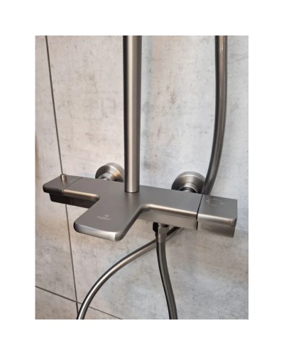 Душевая система AltroBagno Lamberto AltroBagnoLamberto030426GrMt 290x190 мм, с термостатом, оружейная сталь