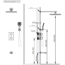 Душевой комплект AltroBagno Lamberto AltroBagnoLamberto040411GrMt 250 мм, с термостатом, оружейная сталь