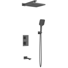 Душевой комплект AltroBagno Lamberto AltroBagnoLamberto040411GrMt 250 мм, с термостатом, оружейная сталь