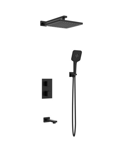 Душевой комплект AltroBagno Lamberto AltroBagnoLamberto040412NeOp 250 мм, с термостатом, черный матовый