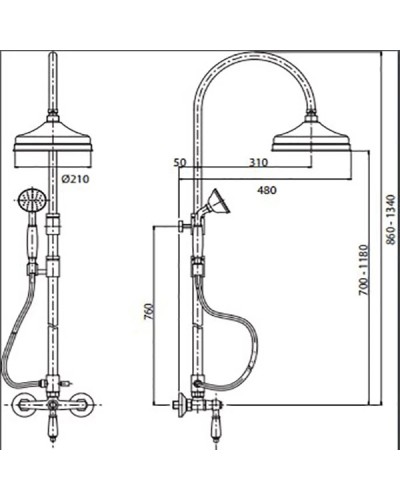 Душевая колонна бронза Cezares Venezia VENEZIA-CD-02-Bi