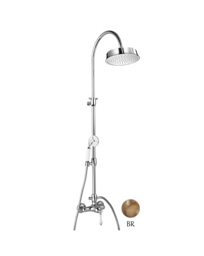 Душевая колонна со смесителем, верхним и ручным душем бронза, ручка белая Cezares Margot MARGOT-CD-02-Bi