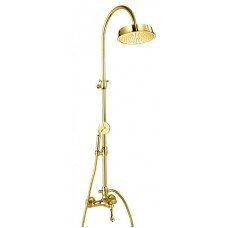 Душевая колонна со смесителем, верхним и ручным душем золото 24 карат, ручка золото 24 карат Cezares Margot MARGOT-CD-03/24-M