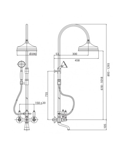 Душевая колонна хром, ручки белые Cezares First FIRST-CVD-01-Bi