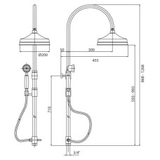 Душевая колонна для подключения к смесителю через гибкий шланг хром, ручка белая Cezares Elite ELITE-CAE-01-Bi