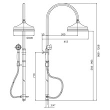 Душевая колонна для подключения к смесителю через гибкий шланг золото 24 карат, ручка белая Cezares Elite ELITE-CAE-03/24-Bi