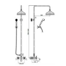 Душевая колонна со смесителем для ванны, верхним и ручным душем хром, ручки хром Cezares Retro RETRO-CVD1-01