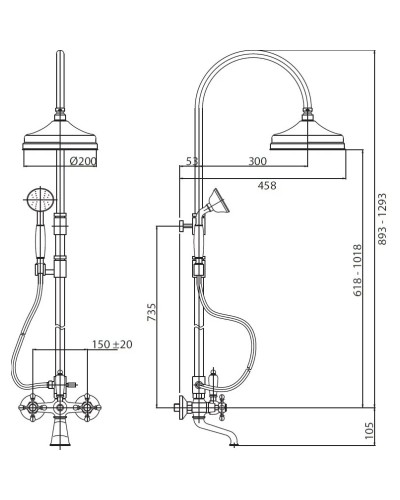 Душевая колонна бронза Cezares Lord LORD-CVD-02-Bi