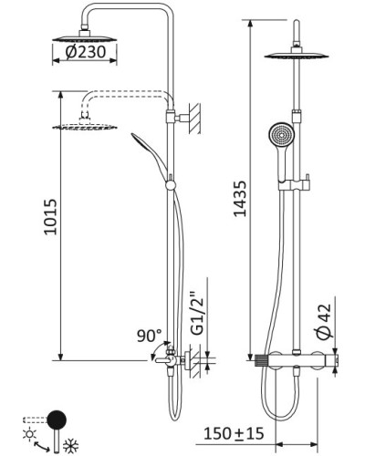 Душевая стойка телескопическая CEZARES LEAF-CDA-23-BIO